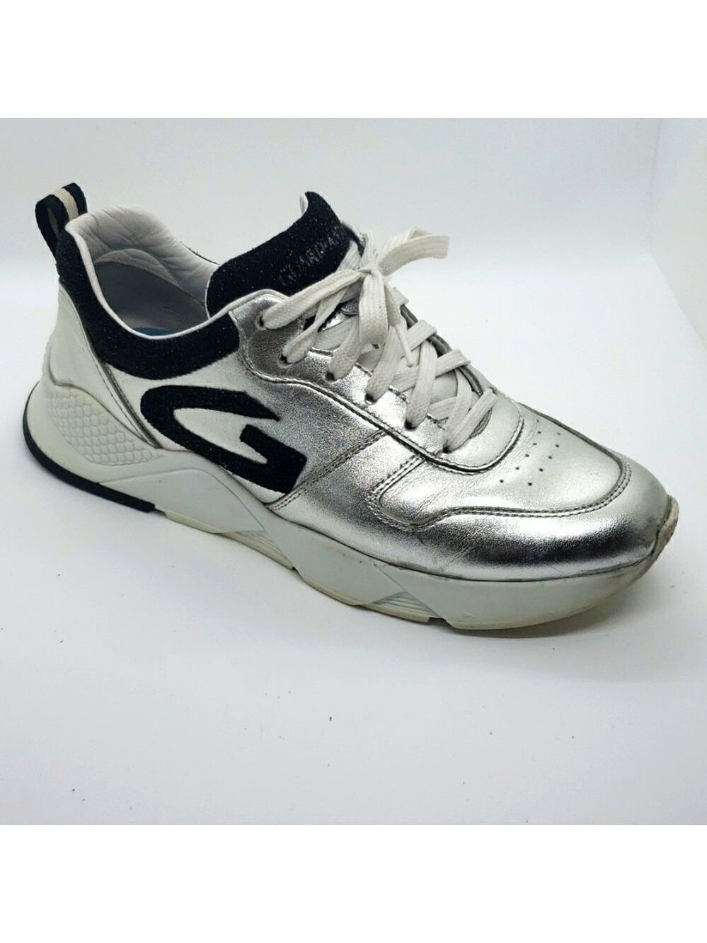 ALBERTO Guardiani Silver leather Sneakers